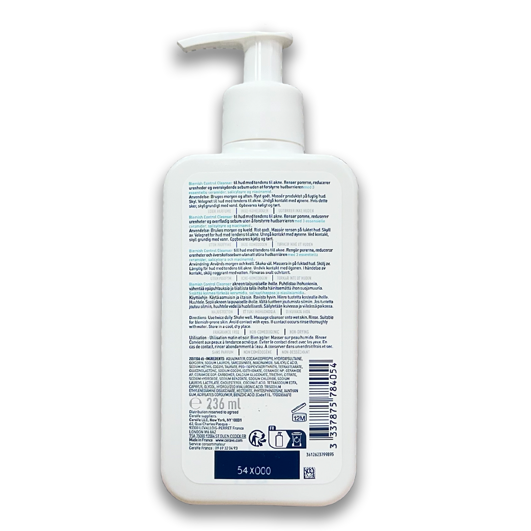 CeraVe Blemish Control Face Cleanser with 2% Salicylic Acid & Niacinamide - Rightangled