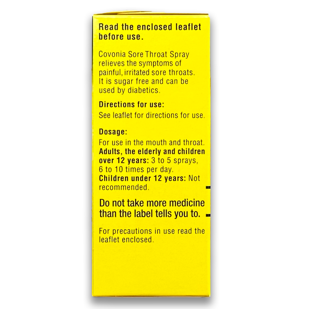 Covonia Sore Throat 0.2%/0.05% Oromucosal Menthol Spray - Rightangled