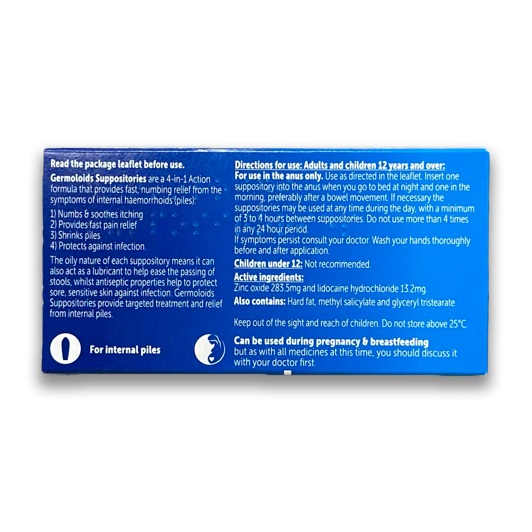 Germoloids Haemorrhoids 24 Suppositories - Rightangled