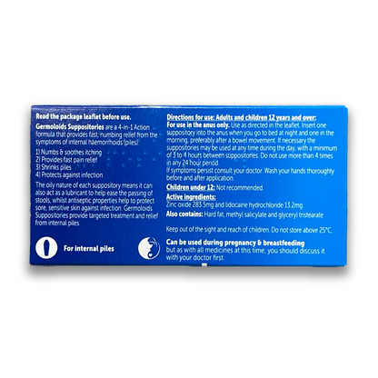 Germoloids Haemorrhoids 24 Suppositories - Rightangled