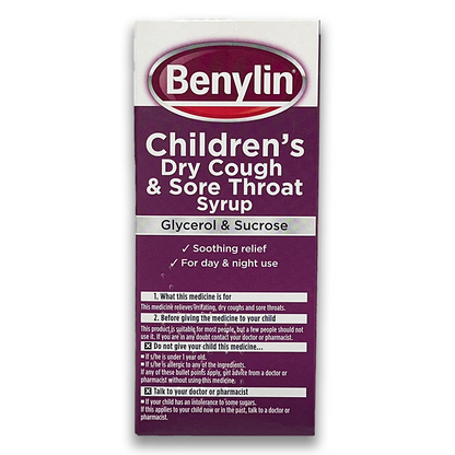Benylin Children's Dry Cough & Sore Throat Syrup - Rightangled