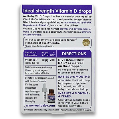 Vitabiotics Wellbaby Vit D Drops -30 ml - Birth to 4 Years - Rightangled